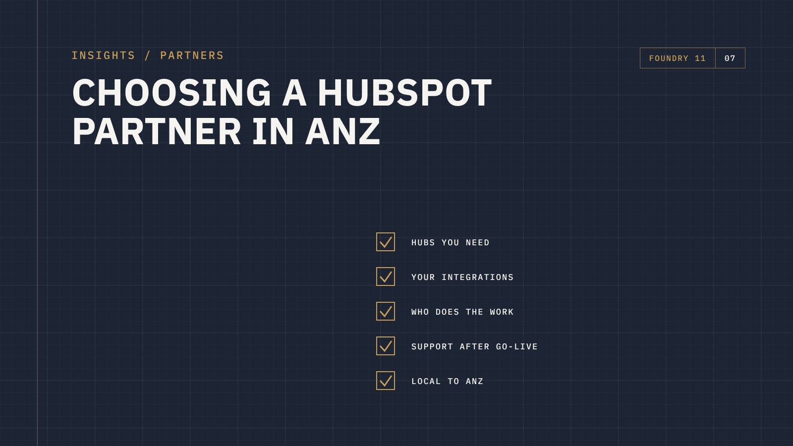 Blueprint-style checklist for choosing a HubSpot Solutions Partner in Australia and New Zealand
